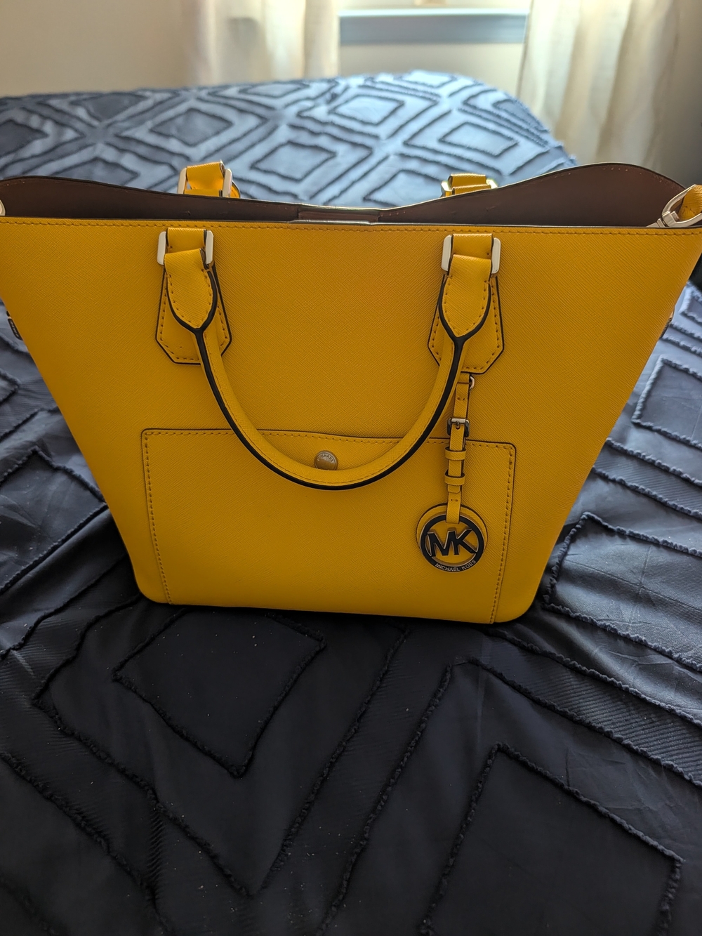 Michael Kors Bright Yellow Saffiano Tote with MK Charm